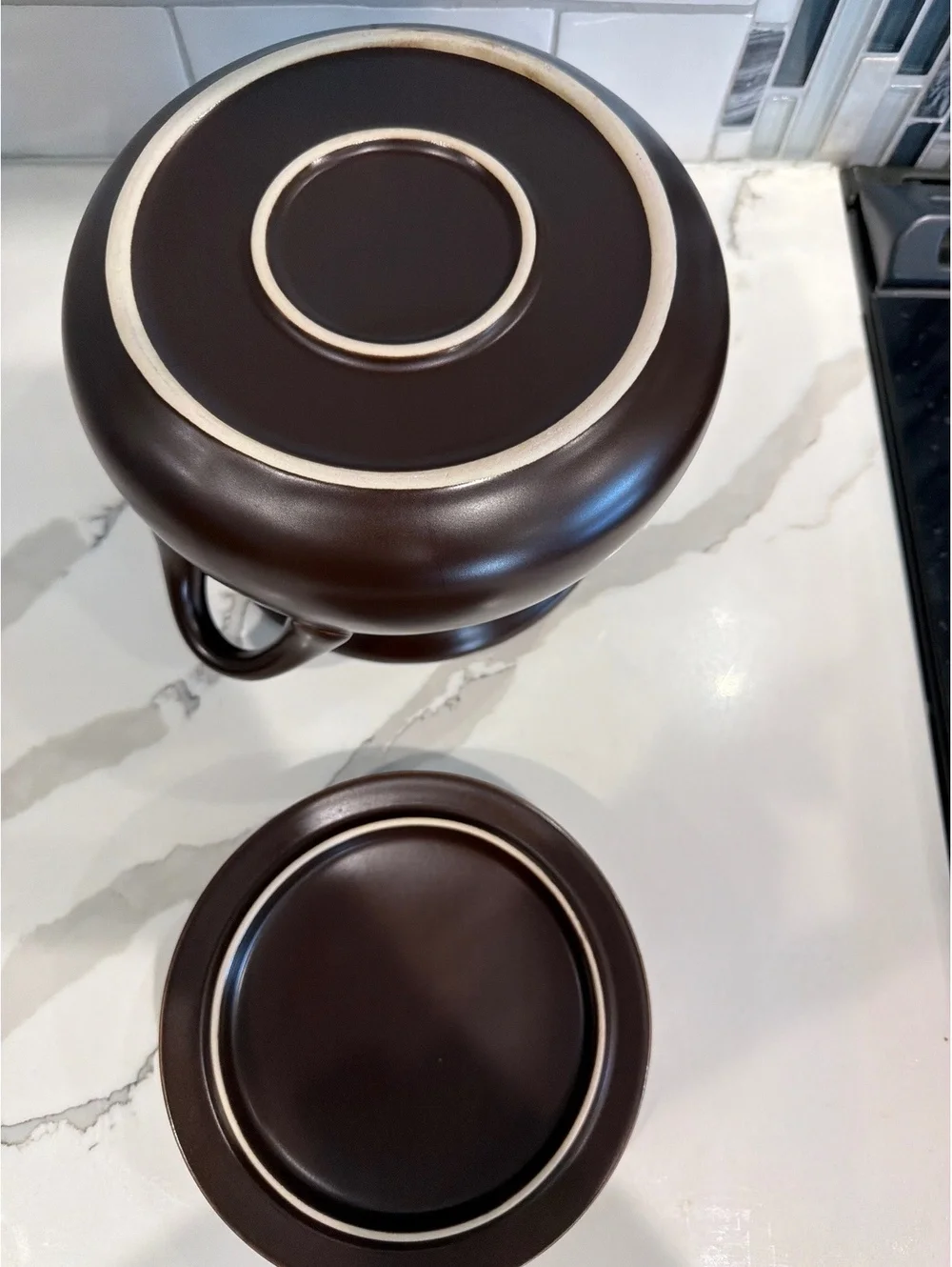 Vintage Brown Ceramic Soup Tureen with Lid